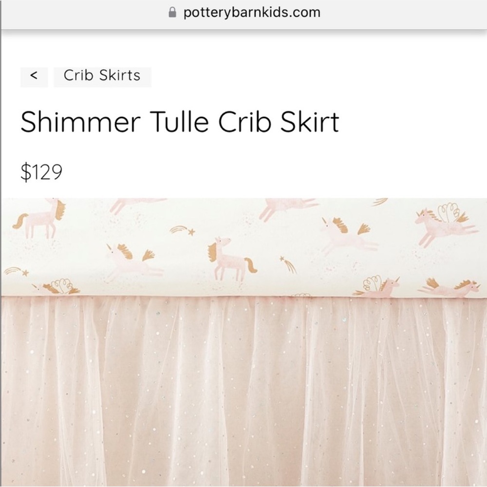 Pottery Barn Kids NEW Shimmer Tulle Crib Skirt Display READ